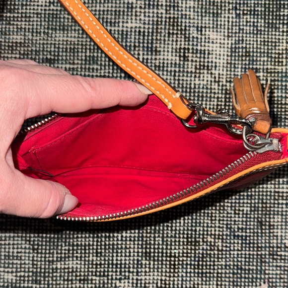 Dooney & Bourke Red and Tan Wristlet